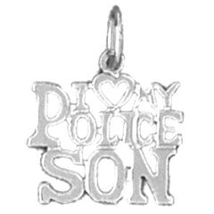Sterling Silver I Love My Police Son Pendant