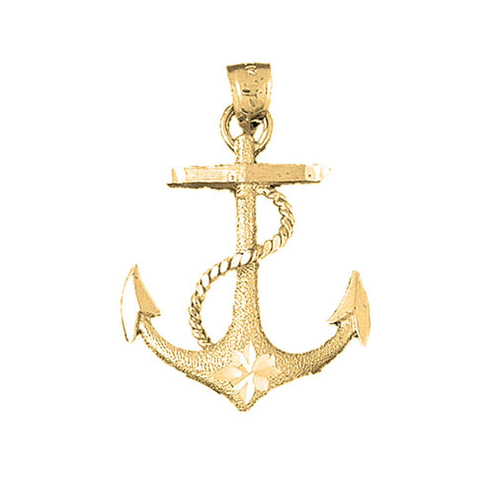 Yellow Gold-plated Silver Anchor With Rope Pendant