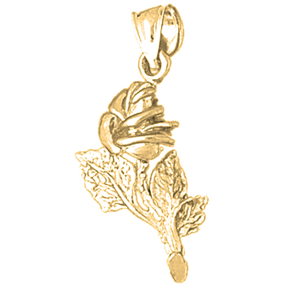 Yellow Gold-plated Silver Rose Pendant