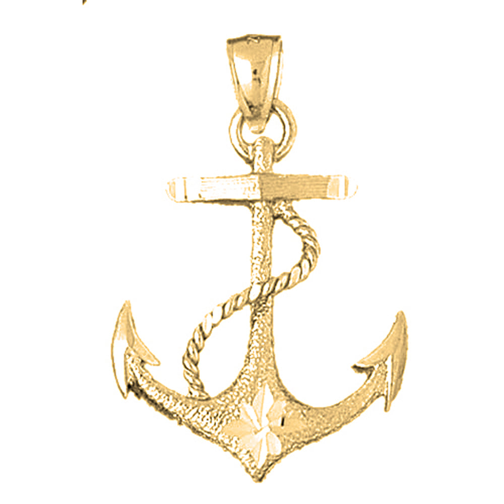 Yellow Gold-plated Silver Anchor With Rope Pendant
