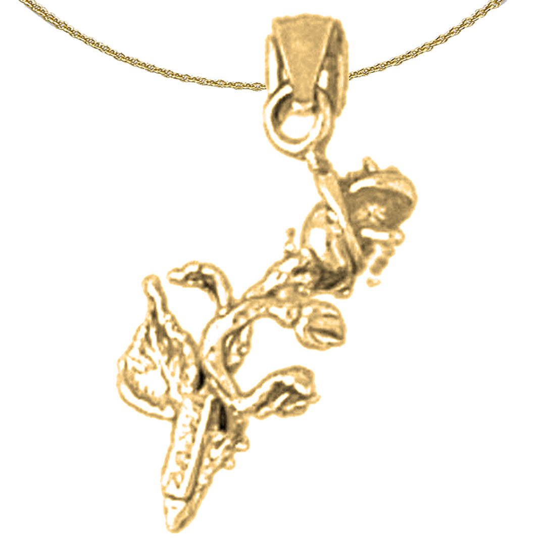 Sterling Silver Rose Pendant (Rhodium or Yellow Gold-plated)