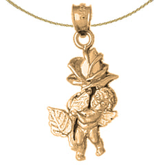 Sterling Silver Angel With Rose Pendant (Rhodium or Yellow Gold-plated)