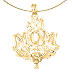 Sterling Silver #1 Mom Pendant (Rhodium or Yellow Gold-plated)