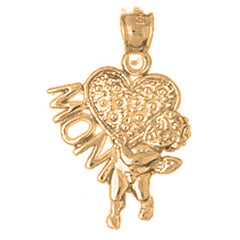 Yellow Gold-plated Silver Angel With Heart Pendant