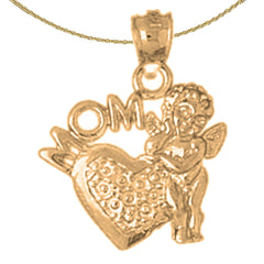 Sterling Silver Angel With Heart Pendant (Rhodium or Yellow Gold-plated)