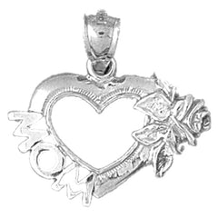 Sterling Silver Mom With Heart Pendant