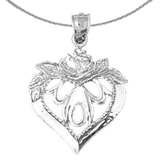 Sterling Silver Mom In Heart Pendant (Rhodium or Yellow Gold-plated)