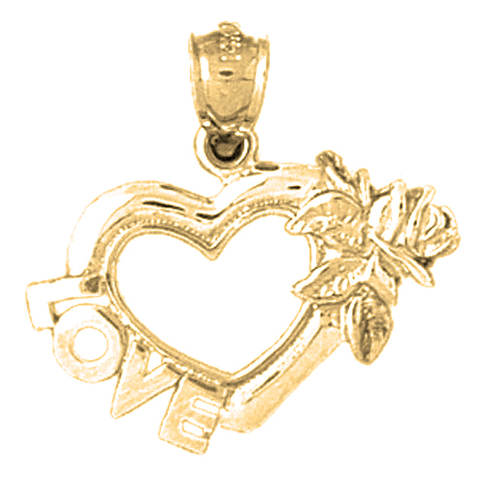 10K, 14K or 18K Gold Love With Heart Pendant
