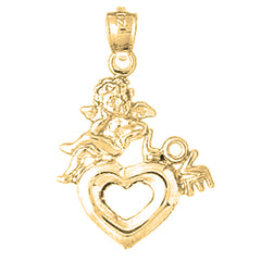 Yellow Gold-plated Silver Love With Heart Pendant