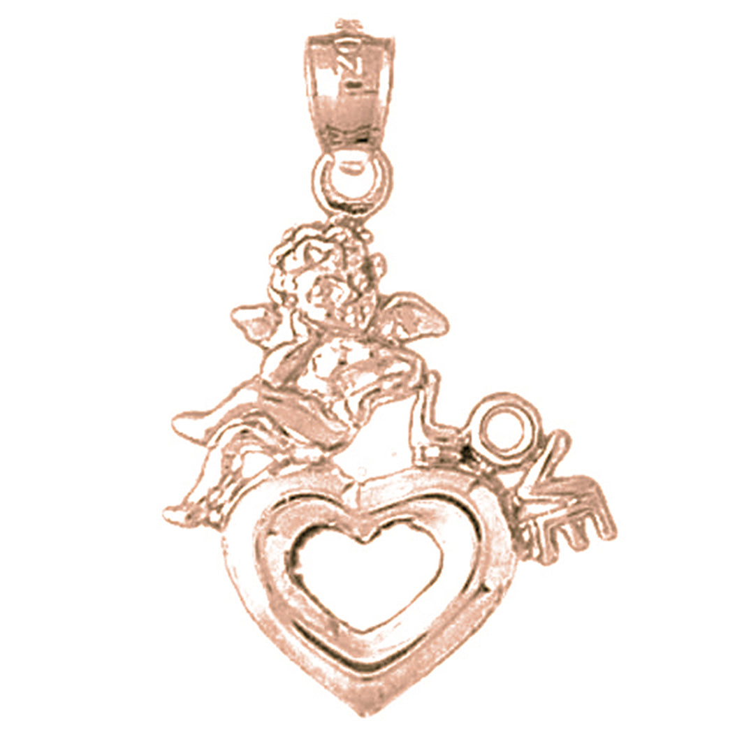 10K, 14K or 18K Gold Love With Heart Pendant