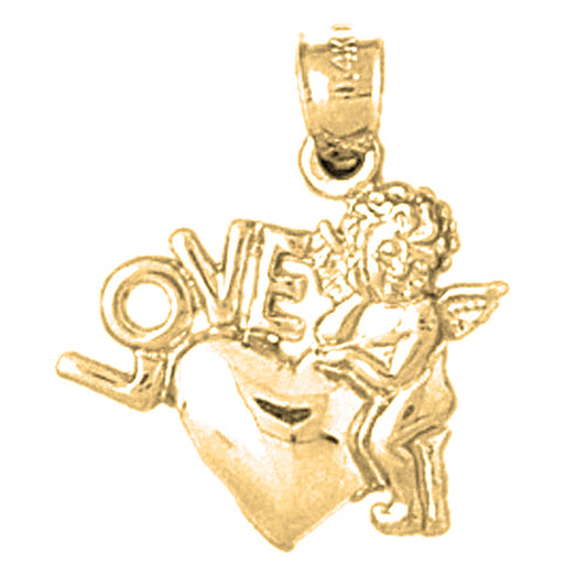 Yellow Gold-plated Silver Love With Angel Pendant
