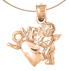 10K, 14K or 18K Gold Love With Angel Pendant