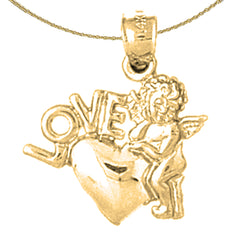 Sterling Silver Love With Angel Pendant (Rhodium or Yellow Gold-plated)