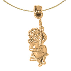 Sterling Silver Angel Pendant (Rhodium or Yellow Gold-plated)