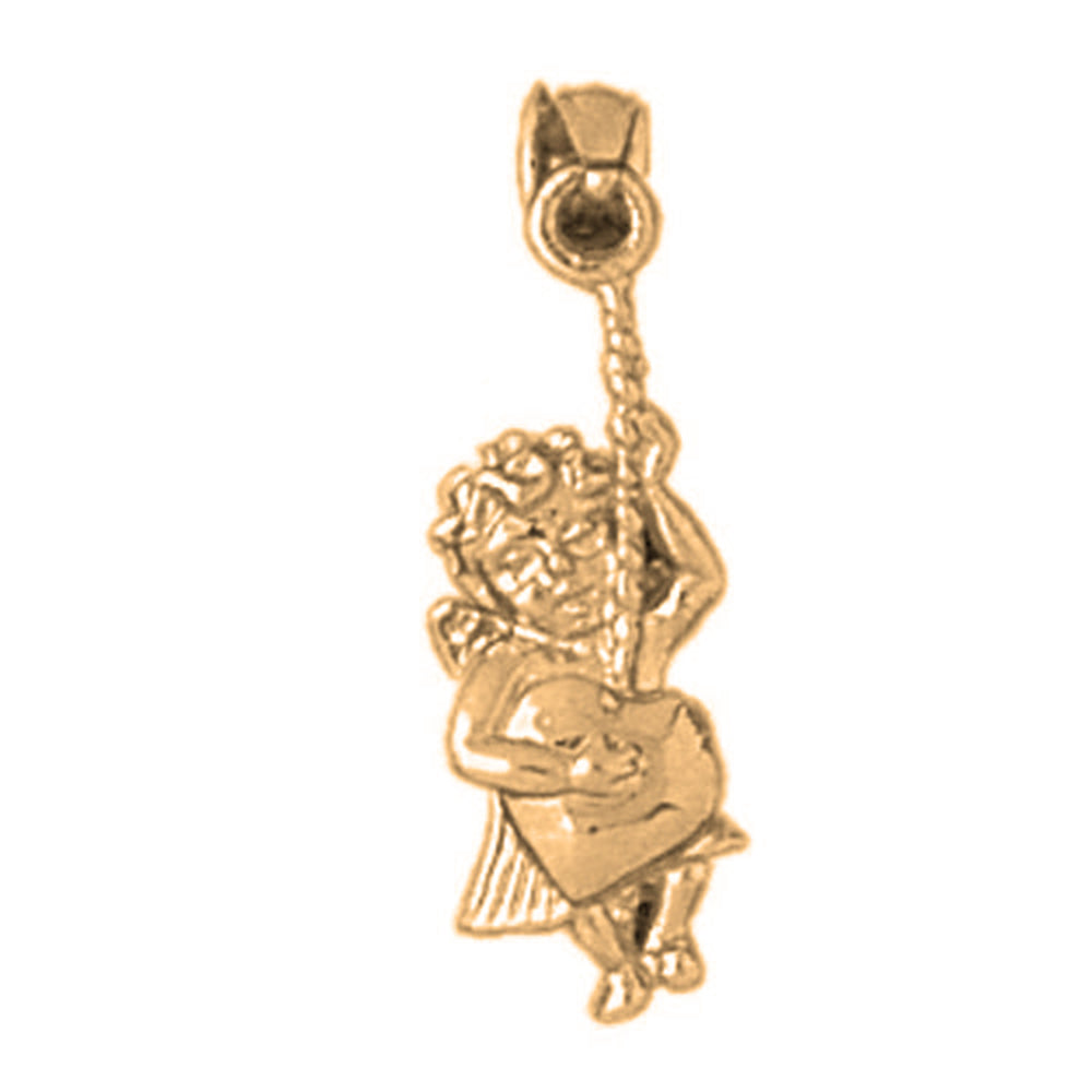 Yellow Gold-plated Silver Angel Pendant