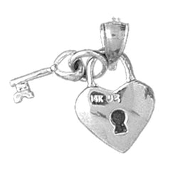 Sterling Silver Lock And Heart Pendant