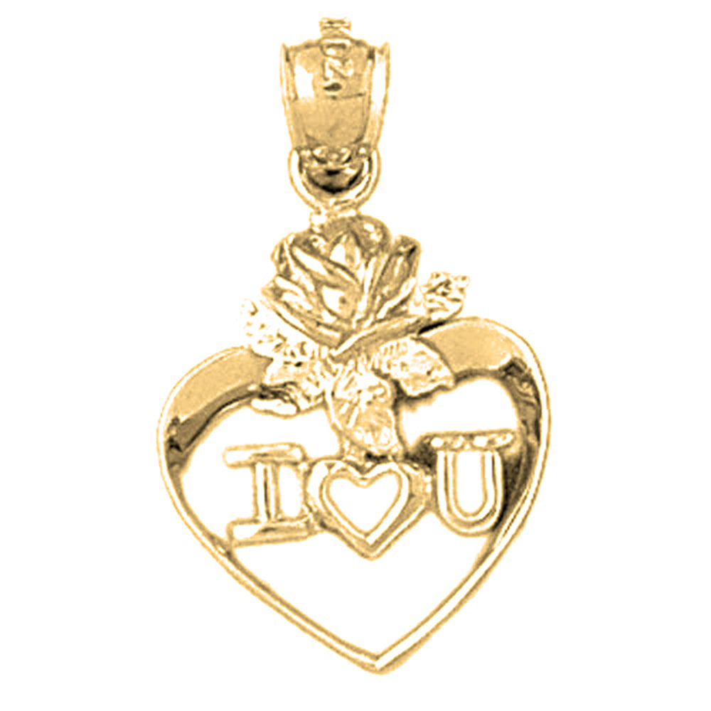 Yellow Gold-plated Silver I Love You Heart Pendant