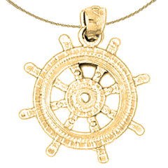 Sterling Silver Wheel Pendant (Rhodium or Yellow Gold-plated)