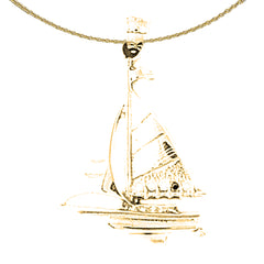 Sterling Silver Sailboat Pendant (Rhodium or Yellow Gold-plated)