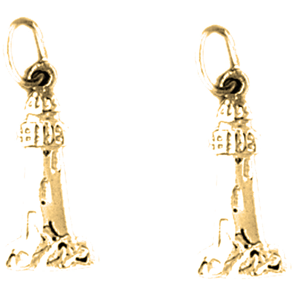 Yellow Gold-plated Silver 20mm Light Tower Earrings