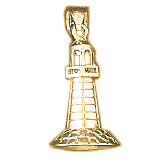 Yellow Gold-plated Silver 3D Light Tower Pendant