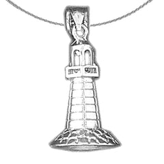 Sterling Silver 3D Light Tower Pendant (Rhodium or Yellow Gold-plated)