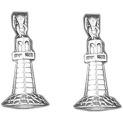 Sterling Silver 29mm 3D Light Tower Earrings