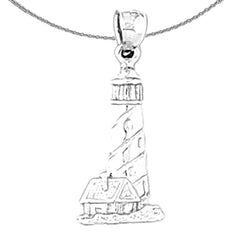 Sterling Silver Light Tower Pendant (Rhodium or Yellow Gold-plated)