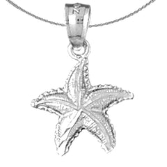 Sterling Silver Starfish Pendant (Rhodium or Yellow Gold-plated)