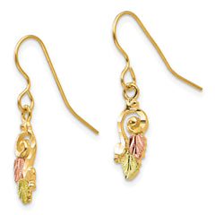 10K Tri-color Black Hills Gold Shepherd Hook Earrings