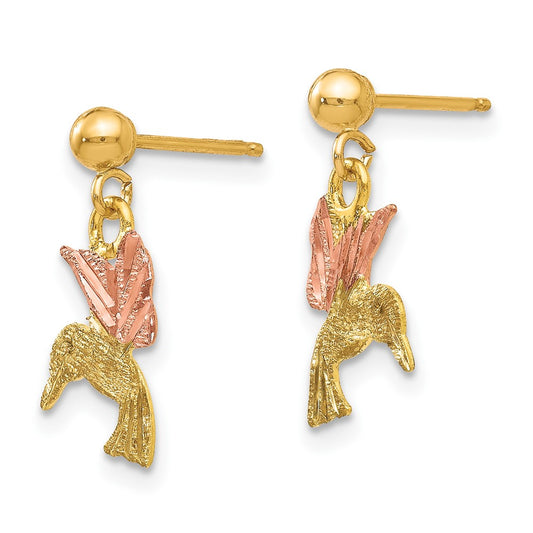 10K Tri-color Black Hills Gold Post Dangle Earrings