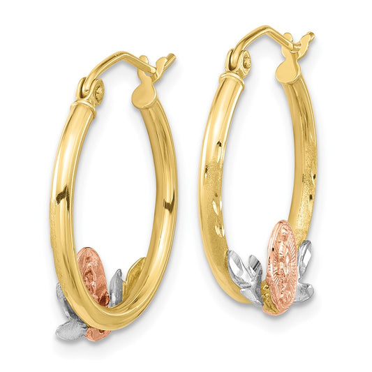 10K Tri-Color Gold Guadalupe Hoop Earrings