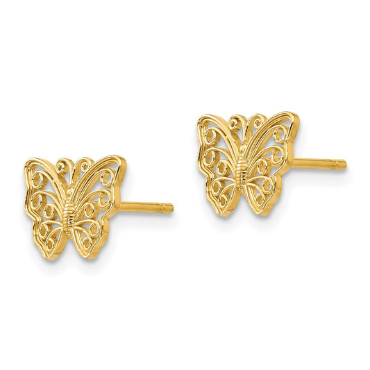 10K Yellow Gold Butterfly Post Earrings