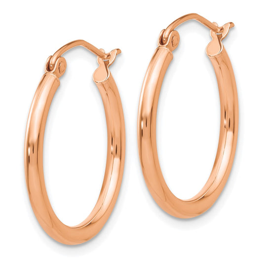 10K Rose Gold Polished 2mm Tube Hoop Earrings