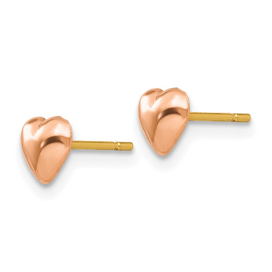 10K Rose Gold Polished Heart Post Earrings
