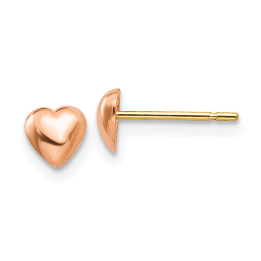 10K Rose Gold Polished Heart Post Earrings
