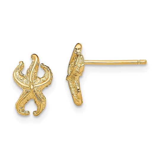 10K Yellow Gold Starfish Post Earrings
