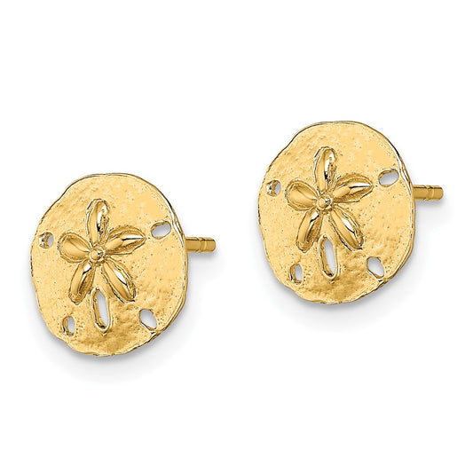 10K Yellow Gold Polished Mini Sand Dollar Post Earrings