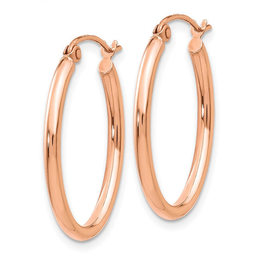 10K Rose Gold Oval Hoop Earrings