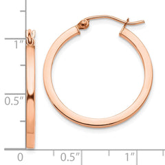 10K Rose Gold Lightweight Square Tube Hoop Earrings
