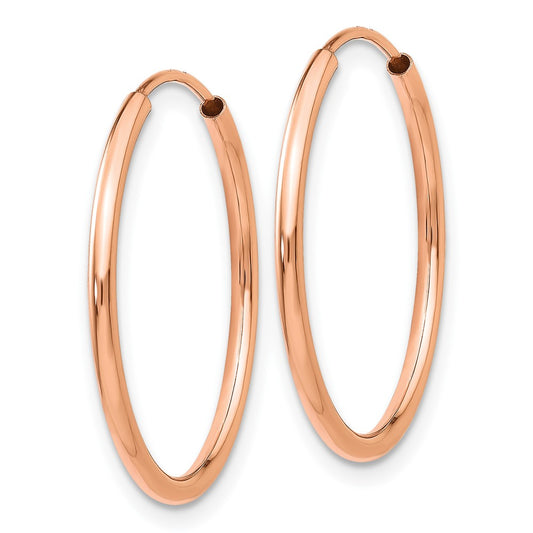 10K Rose Gold Polished Endless Tube Hoop Earrings