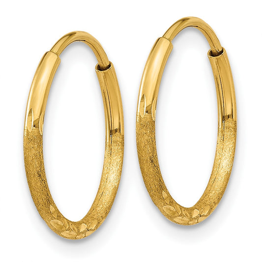 10K Yellow Gold 1.25mm Diamond-cut Endless Hoop Earrings