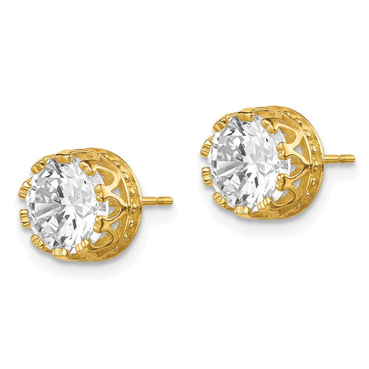10K Yellow Gold Tiara Collection 8mm Polished CZ Earrings