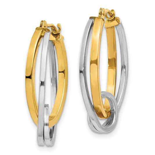 10K Two-Tone Gold Oval Loop Hoop Earrings