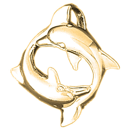 Yellow Gold-plated Silver Dolphin Pendant