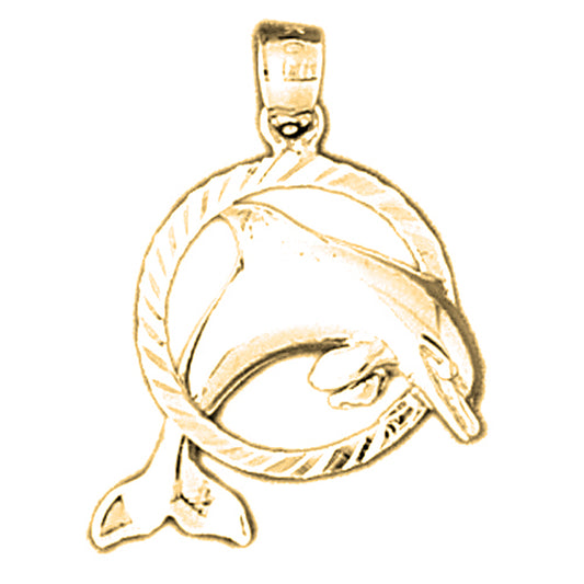 Yellow Gold-plated Silver Dolphin Pendant