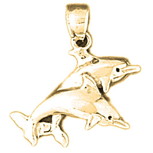 Yellow Gold-plated Silver Dolphin Pendant