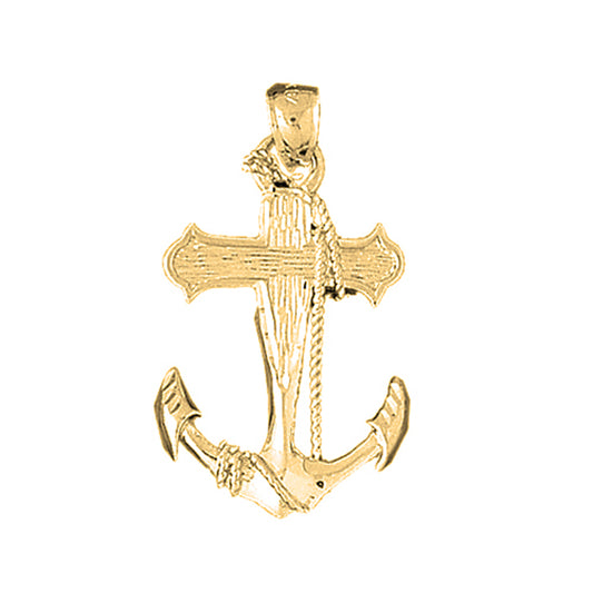 Yellow Gold-plated Silver Anchor With Rope Pendant