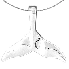 Sterling Silver Whale Tale Pendant (Rhodium or Yellow Gold-plated)