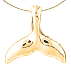 Sterling Silver Whale Tale Pendant (Rhodium or Yellow Gold-plated)